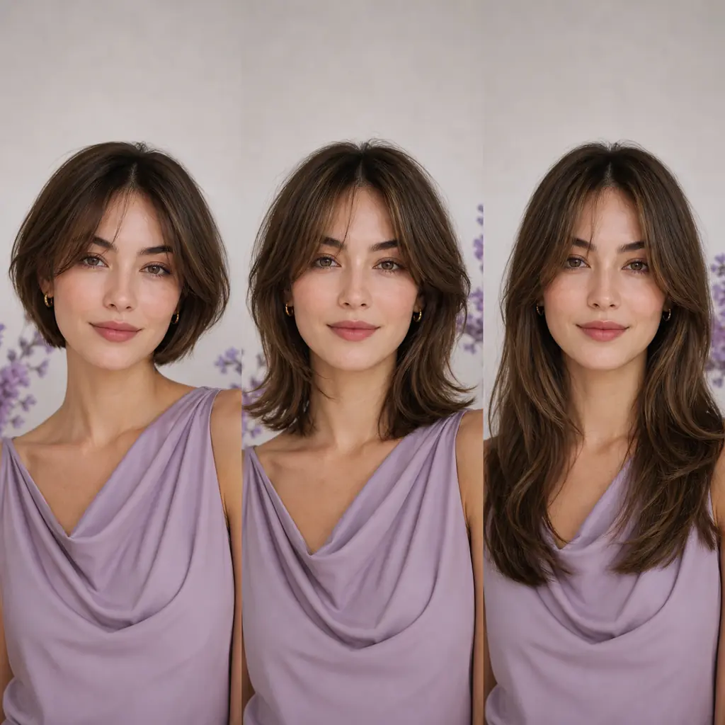 Tres resultados consistentes que comparan cabello corto, medio y largo